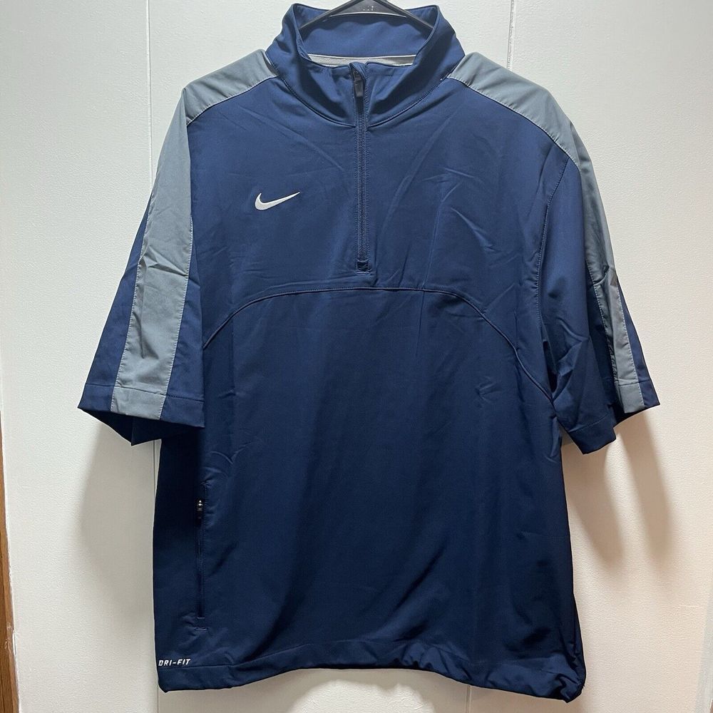 Nike Coach Sideline Jacket Navy White Mens Size Small Short Sleeve Dri Fit